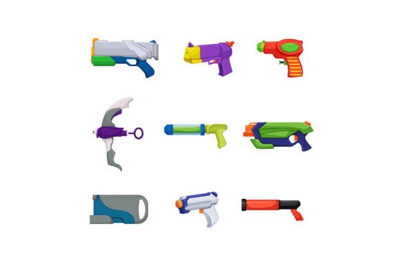 Download Water Gun Toy Set Cartoon Vector Set - Toy Collection