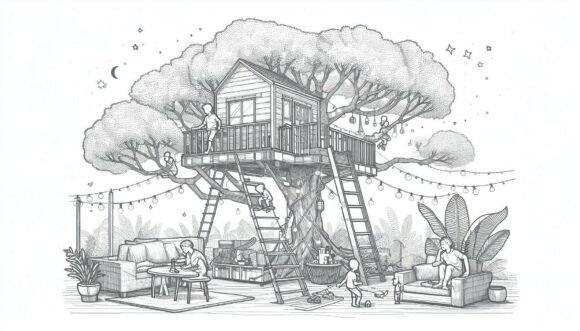 Download Treehouse with Playing Kids - Premium Resources