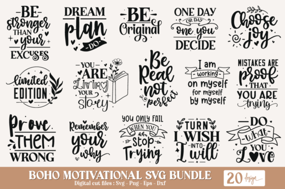 Download Boho Motivational SVG Bundle, Positive - Boho motivational Collection