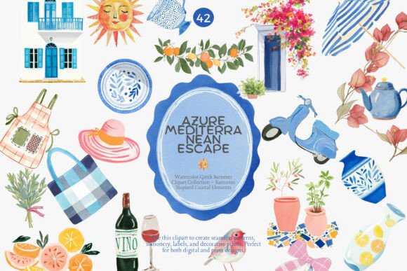 Download Greek Summer Clipart Set F - Summer clipart set Collection