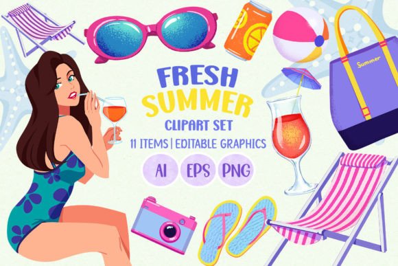 Download Fresh Summer Clipart Set - Summer clipart set Collection