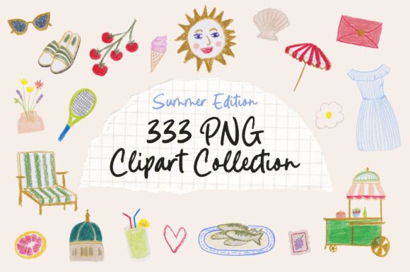 Download 333 Summer Clipart Set | Colored Pencils - Summer clipart set Collection