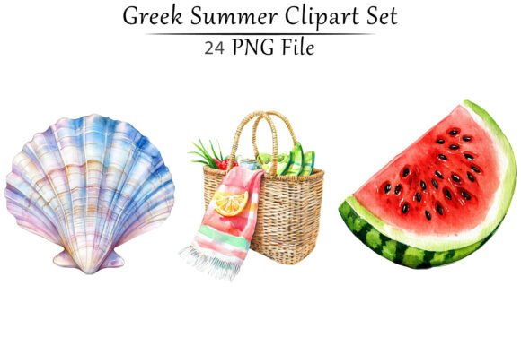 Download Greek Summer Clipart Set - Summer clipart set Collection