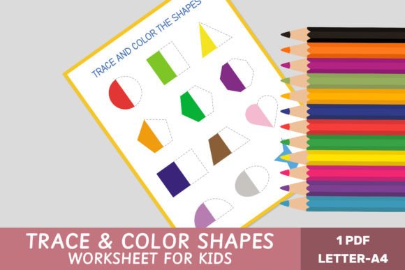 Download Shapes Worksheet- Trace, Color, Symmetry - Premium Resources