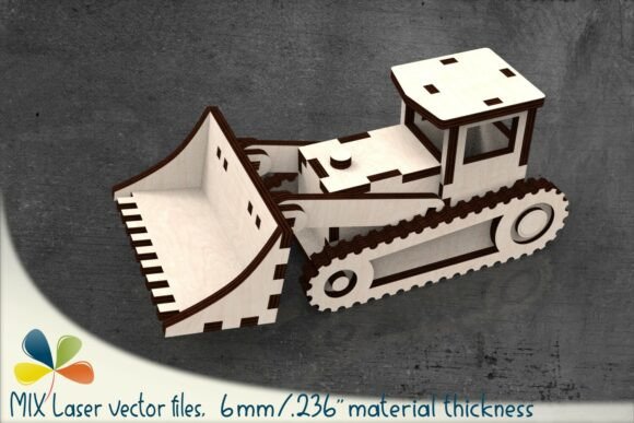 Download Simple Laser-Cut Bulldozer Toy - Toy Collection