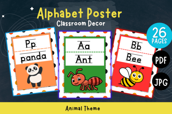 Download Alphabet Poster - Animal Theme ABC Decor - Animal theme Collection