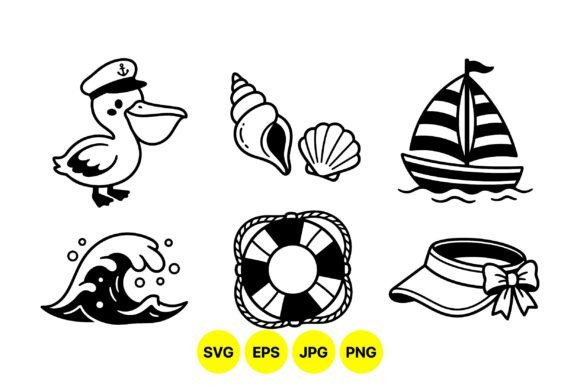 Download Cute Nautical Summer Clipart Set - Summer clipart set Collection