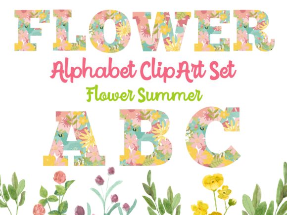 Download Alphabet Flower Summer ClipArt Set - Summer clipart set Collection