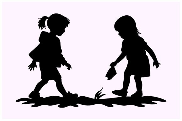 Download Playing Children Silhouette - Premium Resources