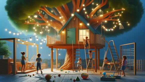 Download Treehouse with Playing Kids - Playing kids Collection